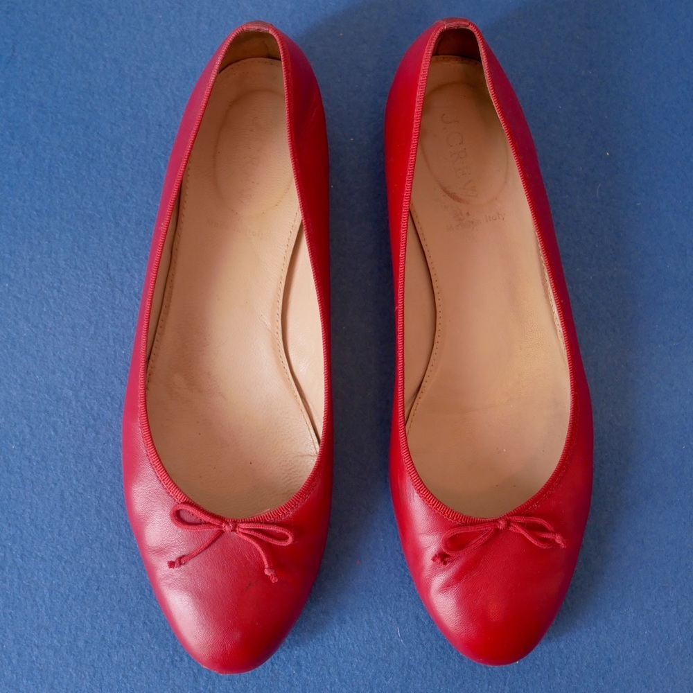 J. Crew Classic Red Leather Ballet Flats 10